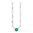 Platinum Round Natural Emerald Birthstone Bar Necklace