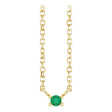 14K Gold Round Natural Emerald Birthstone Bar Necklace - Yellow Gold