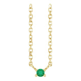 14K Gold Round Lab-Grown Emerald Birthstone Bar Necklace - Yellow Gold