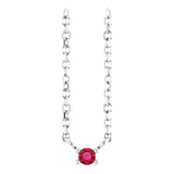 Platinum Round Natural Ruby Birthstone Bar Necklace