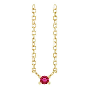 14K Gold Round Natural Ruby Birthstone Bar Necklace - Yellow Gold