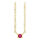 14K Gold Round Lab-Grown Ruby Birthstone Bar Necklace - Yellow Gold