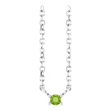 14K Gold Round Natural Peridot Birthstone Bar Necklace - White Gold