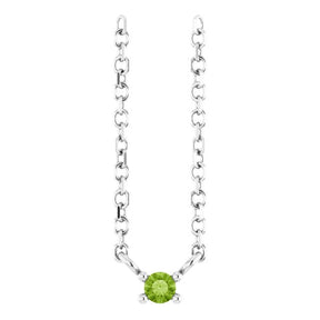 Platinum Round Natural Peridot Birthstone Bar Necklace