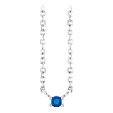 Platinum Round Lab-Grown Blue Sapphire Birthstone Bar Necklace