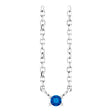 Platinum Round Natural Blue Sapphire Birthstone Bar Necklace