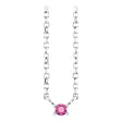 Platinum Round Natural Pink Tourmaline Birthstone Bar Necklace