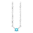 Platinum Round Natural Blue Zircon Birthstone Bar Necklace