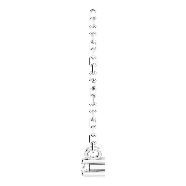 14K Gold Round Natural White Sapphire Birthstone Bar Necklace - White Gold - view 3