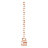 14K Gold Round Natural White Sapphire Birthstone Bar Necklace - Rose Gold - view 3
