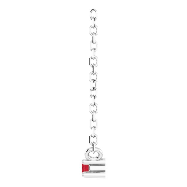 Platinum Round Natural Mozambique Garnet Birthstone Bar Necklace - view 3