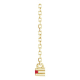 14K Gold Round Natural Mozambique Garnet Birthstone Bar Necklace - Yellow Gold - view 3