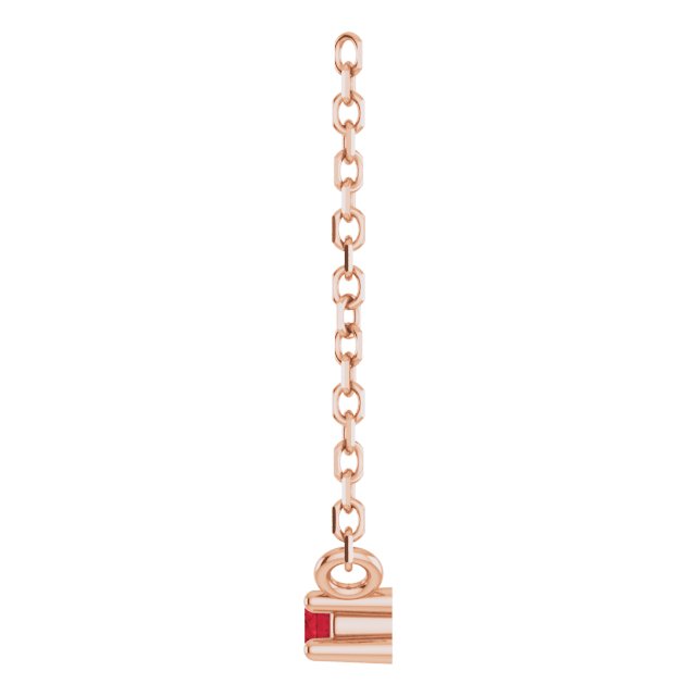14K Gold Round Natural Mozambique Garnet Birthstone Bar Necklace - Rose Gold - view 3