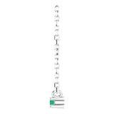 Platinum Round Natural Emerald Birthstone Bar Necklace - view 3