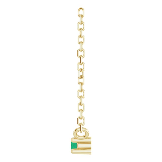 14K Gold Round Lab-Grown Emerald Birthstone Bar Necklace - Yellow Gold - view 3