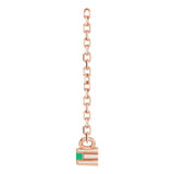 14K Gold Round Natural Emerald Birthstone Bar Necklace - Rose Gold - view 3