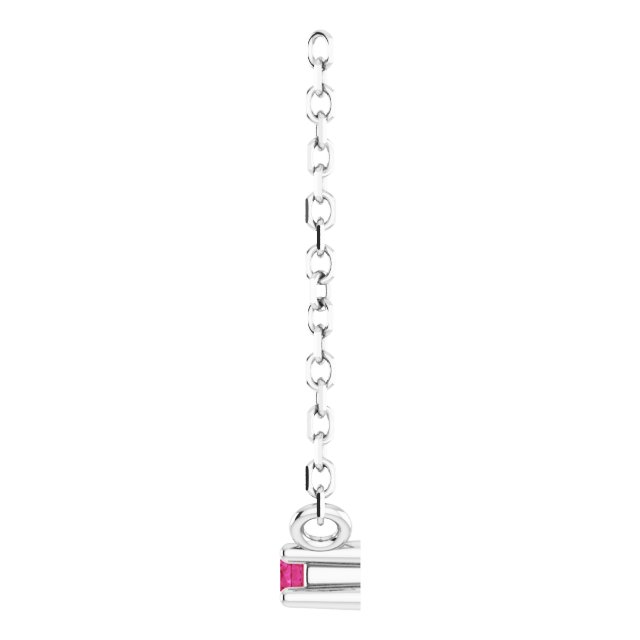 Platinum Round Natural Ruby Birthstone Bar Necklace - view 3