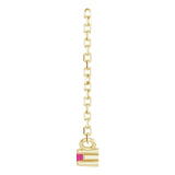 14K Gold Round Natural Ruby Birthstone Bar Necklace - Yellow Gold - view 3