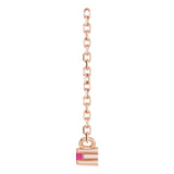 14K Gold Round Natural Ruby Birthstone Bar Necklace - Rose Gold - view 3