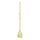 14K Gold Round Natural Peridot Birthstone Bar Necklace - Yellow Gold - view 3