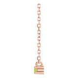 14K Gold Round Natural Peridot Birthstone Bar Necklace - Rose Gold - view 3