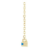 14K Gold Round Natural Blue Sapphire Birthstone Bar Necklace - Yellow Gold - view 3