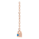14K Gold Round Natural Blue Sapphire Birthstone Bar Necklace - Rose Gold - view 3