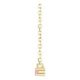 14K Gold Round Natural Pink Tourmaline Birthstone Bar Necklace - Yellow Gold - view 3