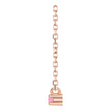 14K Gold Round Natural Pink Tourmaline Birthstone Bar Necklace - Rose Gold - view 3