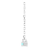 Platinum Round Natural Blue Zircon Birthstone Bar Necklace - view 3