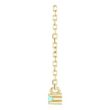 14K Gold Round Natural Blue Zircon Birthstone Bar Necklace - Yellow Gold - view 3