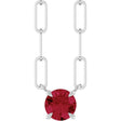 14K Gold Round Natural Ruby Solitaire Claw-Prong Necklace - White Gold