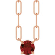 14K Gold Round Natural Mozambique Garnet Solitaire Claw-Prong Necklace - Rose Gold