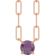 14K Gold Round Lab-Grown Alexandrite Solitaire Claw-Prong Necklace - Rose Gold