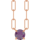 14K Gold Round Lab-Grown Alexandrite Solitaire Claw-Prong Necklace - Rose Gold