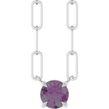 14K Gold Round Lab-Grown Alexandrite Solitaire Claw-Prong Necklace - White Gold