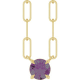 14K Gold Round Lab-Grown Alexandrite Solitaire Claw-Prong Necklace - Yellow Gold