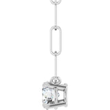 14K Gold Round Natural White Sapphire Solitaire Claw-Prong Necklace - White Gold - view 3