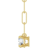 14K Gold Round Natural White Sapphire Solitaire Claw-Prong Necklace - Yellow Gold - view 3