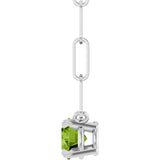14K Gold Round Natural Peridot Solitaire Claw-Prong Necklace - White Gold - view 3