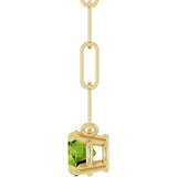 14K Gold Round Natural Peridot Solitaire Claw-Prong Necklace - Yellow Gold - view 3