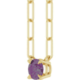 14K Gold Round Lab-Grown Alexandrite Solitaire Claw-Prong Necklace - Yellow Gold - view 2