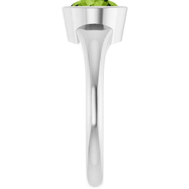 14K Gold Round Natural Peridot Bezel-Set Solitaire Ring – 7mm Stones - White Gold - view 4