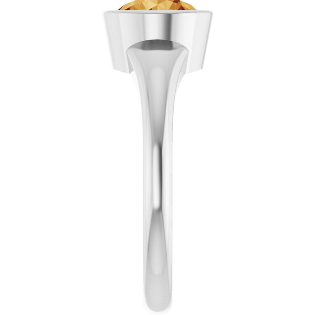 14K Gold Round Natural Citrine Bezel-Set Solitaire Ring – 7mm Stones - White Gold - view 4