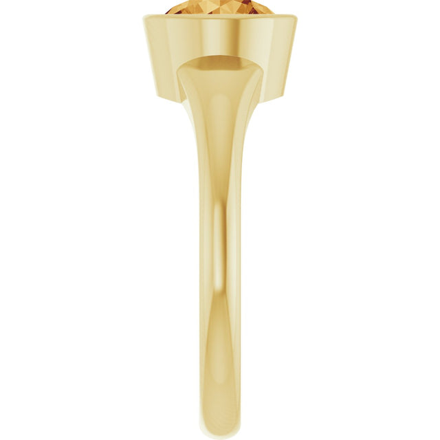 14K Gold Round Natural Citrine Bezel-Set Solitaire Ring – 7mm Stones - Yellow Gold - view 4
