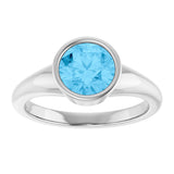 Platinum Round Natural Swiss Blue Topaz Bezel-Set Solitaire Ring - view 3
