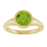 14K Gold Round Natural Peridot Bezel-Set Solitaire Ring – 7mm Stones - Yellow Gold - view 3