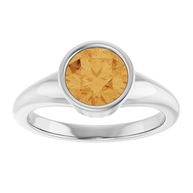 Platinum Round Natural Citrine Bezel-Set Solitaire Ring – 7mm Stones - view 3