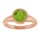 14K Gold Round Natural Peridot Bezel-Set Solitaire Ring – 7mm Stones - Rose Gold - view 3