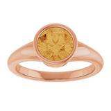14K Gold Round Natural Citrine Bezel-Set Solitaire Ring – 7mm Stones - Rose Gold - view 3
